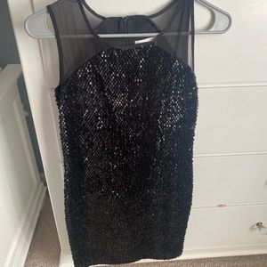 Sequined/Mesh Black Dress